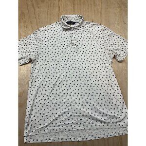 Polo Golf Ralph Lauren Polo Shirt All Over Flowers L Made In Peru White Blue